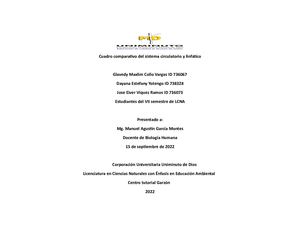 Cuadro Comparativo Del Sistema Circulatorio Y Linfático