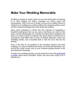 Make Your Wedding Memorable