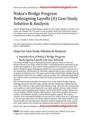 Nokia's Bridge Program Redesigning Layoffs (A) Case Study Solution Analysis