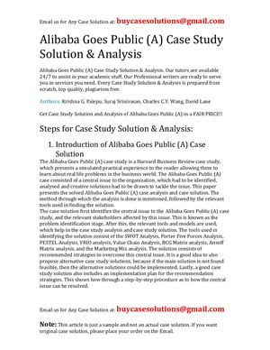 Alibaba Goes Public (A) Case Study Solution Analysis