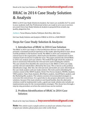 Calaméo - BRAC In 2014 Case Study Solution Analysis