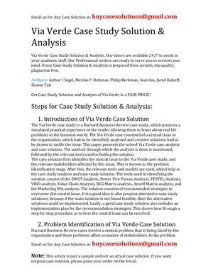 Via Verde Case Study Solution Analysis