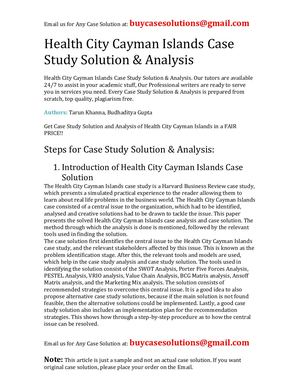 Health City Cayman Islands Case Study Solution Analysis
