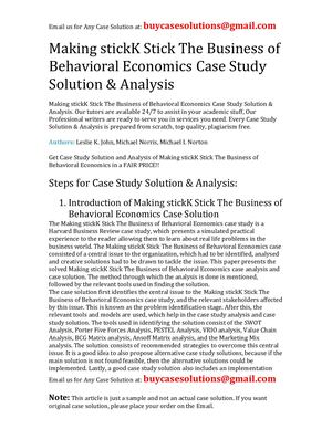 Making StickK Stick The Business Of Behavioral Economics Case Study Solution Analysis