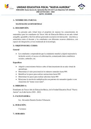 Silabus Aula Virtual Tercero De Basica