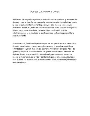 Por Qué Es Importante La Vida