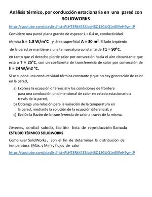Cad Cae Análisis Térmico Por Conducción Estacionaria En Una Pared Con Solidworks