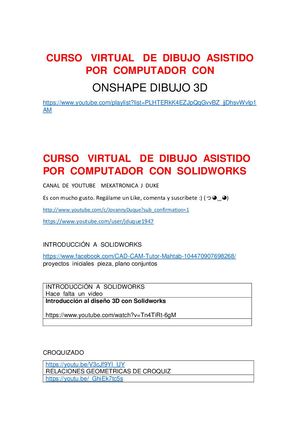 Curso Virtual Solidworks Onshape Enlaces Web Dibujo