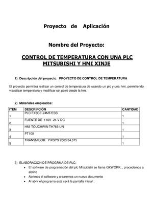 Control De Temperatura Con Una Plc Mitsubishi Y Hmi Xinje