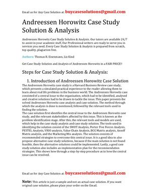 Andreessen Horowitz Case Study Solution Analysis