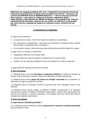 Annexe 2 - Article VERVIER Et WEGNER Tribunal Judiciare Grenoble- Décision- Version Réécrite