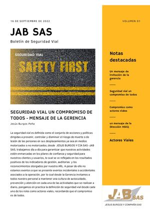Boletin Nº1 Actores Viales