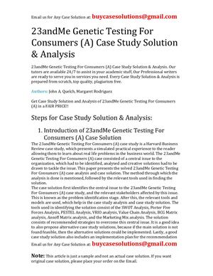 Calaméo - 23andMe Genetic Testing For Consumers (A) Case Study Solution ...