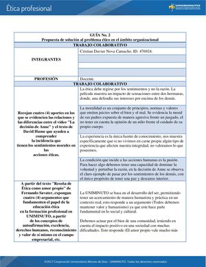 Portafolio Propuesta De Solución Al Problema éTico En El áMbito Organizacional