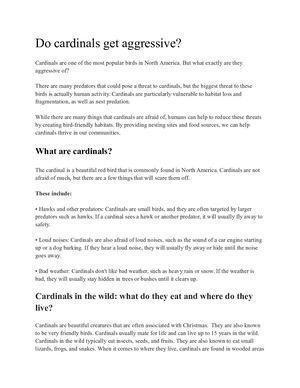 Do Cardinals Get Aggressive?