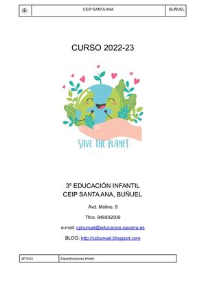 Extracto de la programación 3º E.I Curso 22-23