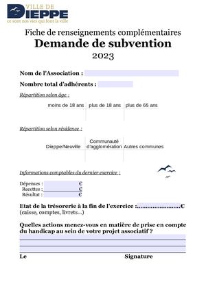 Fiche De Renseignements Complémentaires Sub 2023