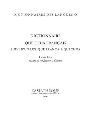 Extrait de Dictionnaire quechua-français