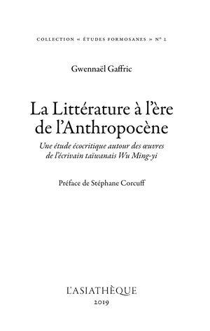Extrait de La Littérature à l'ère de l'Anthropocène