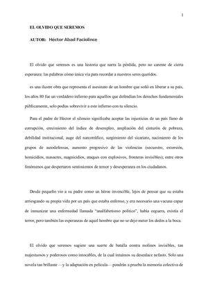 El Olvido Que Seremos
