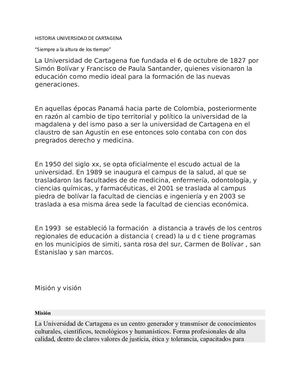 Historia Universidad De Cartagena