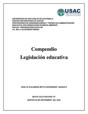 Conpendio Legislación Educativa