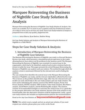 Marquee Reinventing The Business Of Nightlife Case Study Solution Analysis