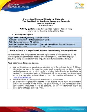 Activity Guide And Evaluation Rubric Unit 1 Task 2 Keep Improving My Learning Skills Writing Task (5)