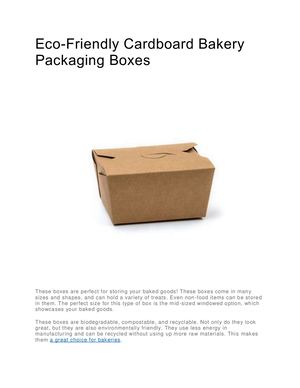 Eco Friendly Cardboard Bakery Packaging Boxes