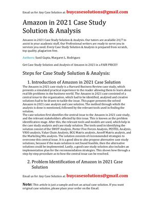 Amazon In 2021 Case Study Solution Analysis