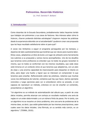 Recorrido histórico de los polinomios D Bottaro