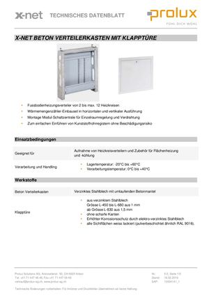 Technik-Datenblatt Beton Verteilerkasten x-net