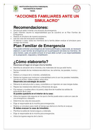 Recomendaciones Simulacro Familiar
