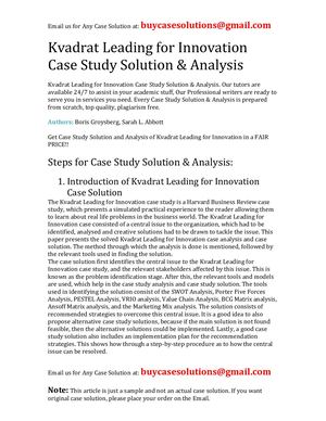 Kvadrat Leading For Innovation Case Study Solution Analysis