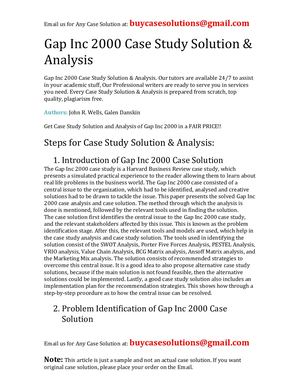 Calaméo - Gap Inc 2000 Case Study Solution Analysis