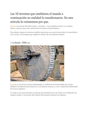 Inventos Que Cambiaron El Mundo