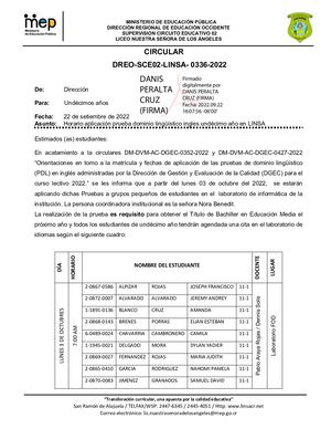 Circular 336 Prueba Dominio Linguistico Ingles