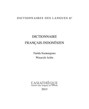 Extrait de Dictionnaire français-indonésien