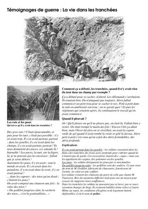 Témoignages de guerre : La vie dans les tranchées