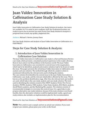 Juan Valdez Innovation In Caffeination Case Study Solution Analysis
