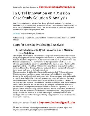 In Q Tel Innovation On A Mission Case Study Solution Analysis