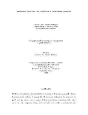 Fundamentos Del Lenguaje Y Sus Características De Evolución En El Ser Humano