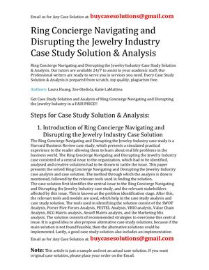 Ring Concierge Navigating And Disrupting The Jewelry Industry Case Study Solution Analysis