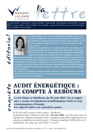 BULLETIN D’INFORMATION NOTARIALE TRIMESTRIEL N° 102 - SEPTEMBRE 2022