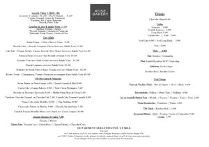 Menu Rose Bakery - Le Bon Marché Rive Gauche
