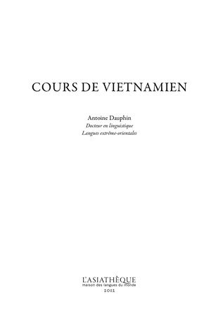 Extrait de Cours de vietnamien (Livre + audio)