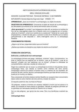 Antropología Objeto De Estudio Y Clasificación