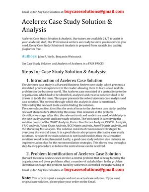 Acelerex Case Study Solution Analysis