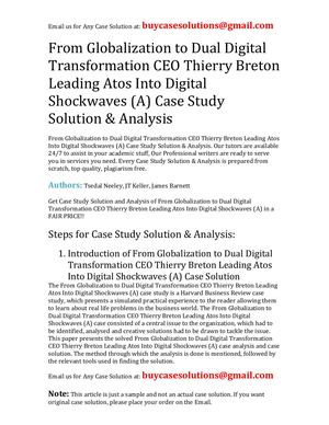 From Globalization To Dual Digital Transformation CEO Thierry Breton Leading Atos Into Digital Shockwaves (A) Case Study Solution Analysis