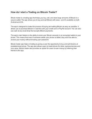 How Do I Start A Trading On Bitcoin Trader